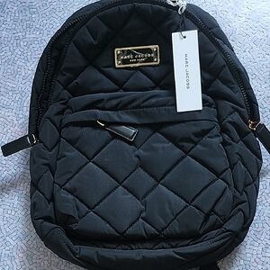 NWT Marc Jacobs Quilted Black Backpack with Gold Accents
